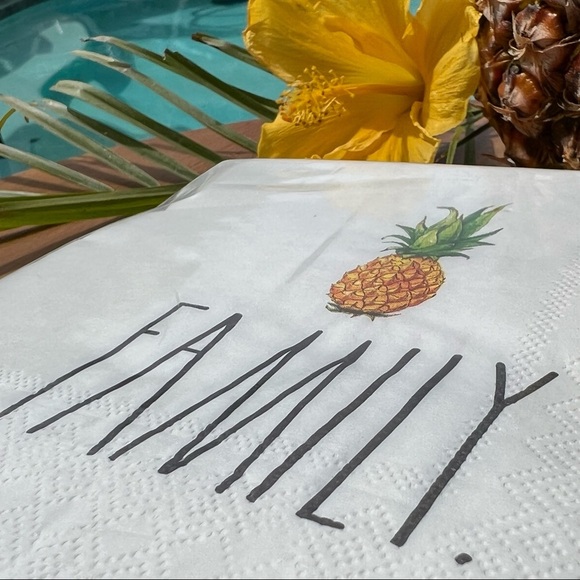 Rae Dunn New Napkins FAMILY 40 Pack Pineapple Aloha Luncheon Welcome Ivory Black - Picture 10 of 15